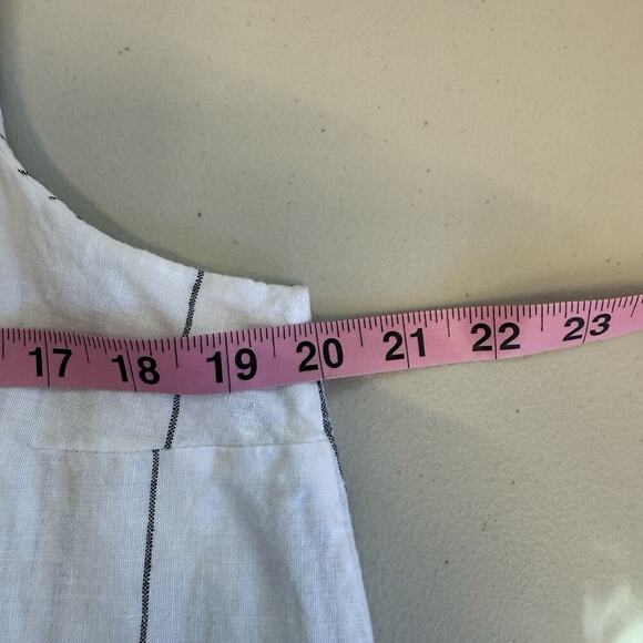 Inizio Midi Dress Womens Size L Italian 100% Linen White Stripe Beachy Coastal - Picture 7 of 7